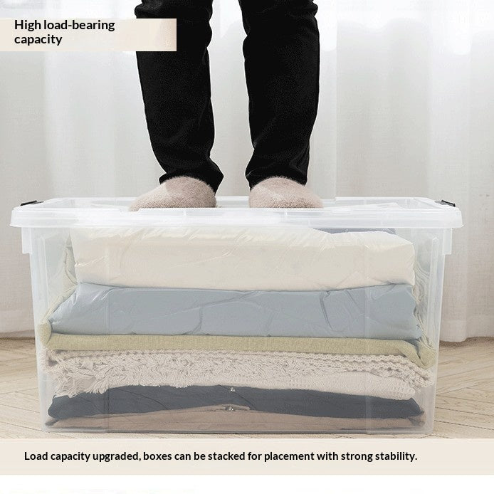Transparent Plastic Storage Box 13L Trapezoidal Organizer for Clothes Toys Blankets