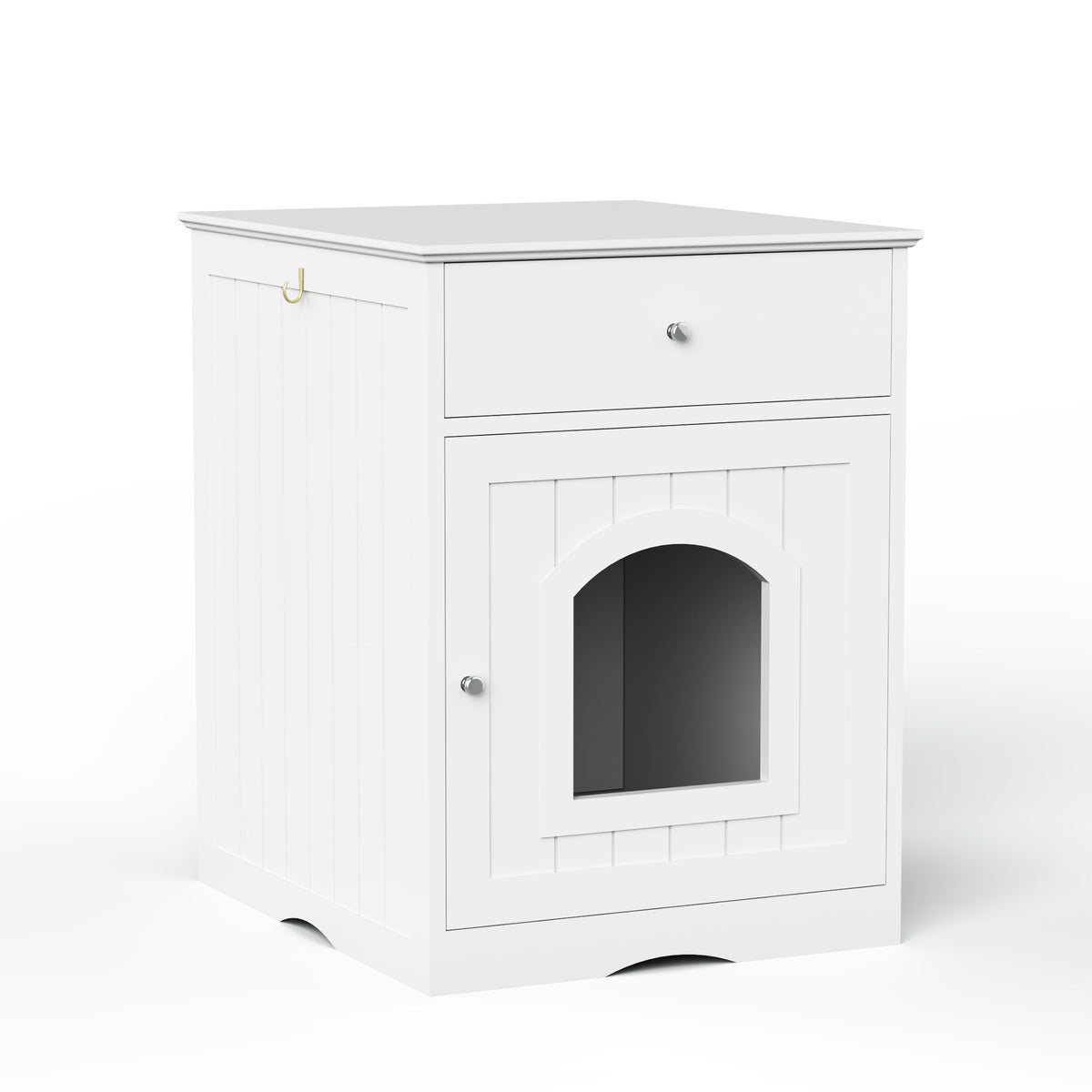 Wooden Pet House with Drawers Fence for Cats and Small Pets