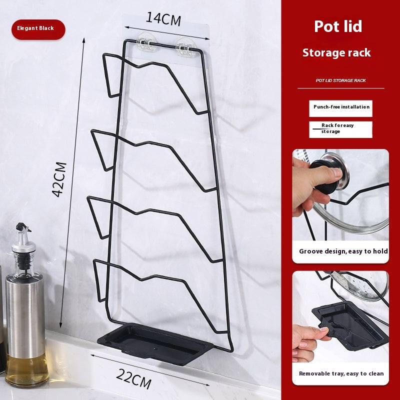 Stainless Steel Pot Lid Rack Wall Mount Organizer Kitchen Storage