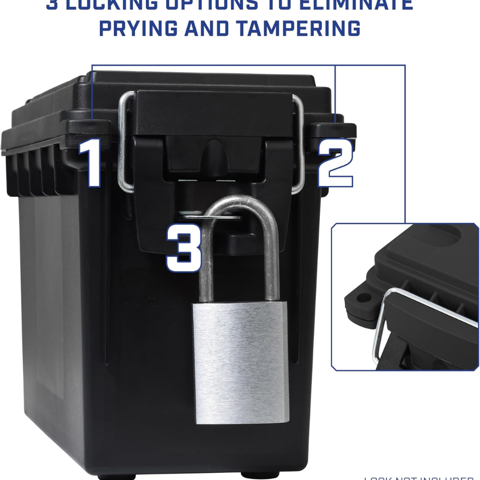 Stackable Lockable Ammo Storage Box - Water Dust Resistant Dry Box for Hunting and Shooting Gear