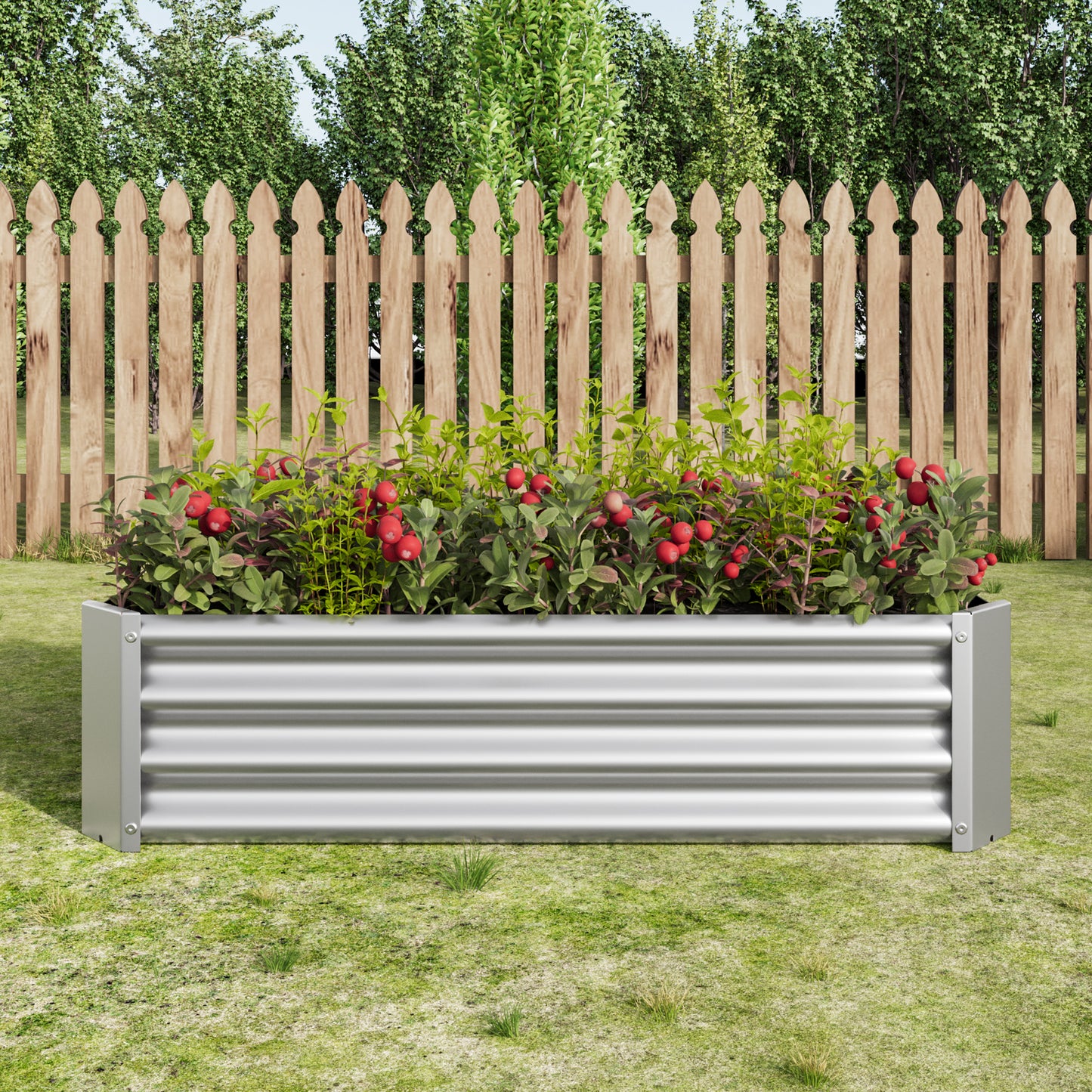 Metal Raised Garden Bed - 2PCS Silver 4ft x 2ft x 1ft Planter