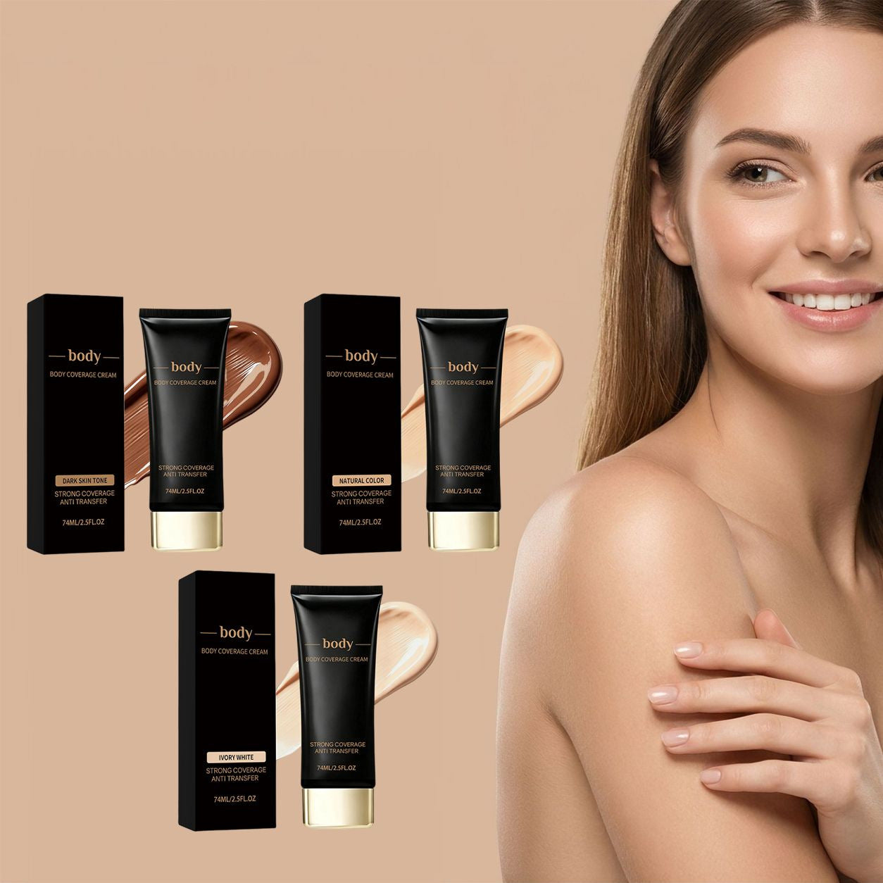 Body Concealer - Natural, Deep Flesh & Ivory Shades, 74ml