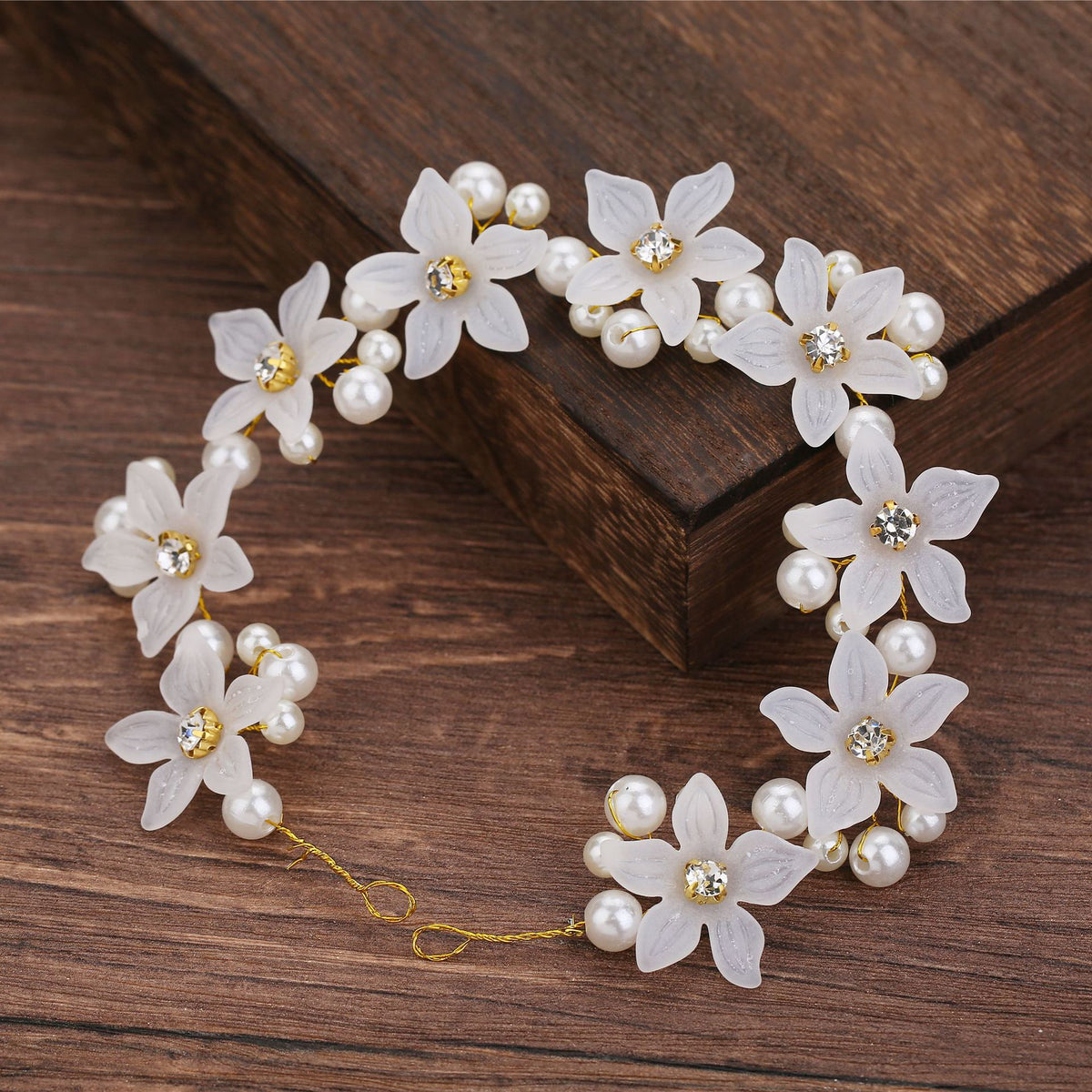 Gold Acrylic Flower Hairband - Bridal Hair Accessory