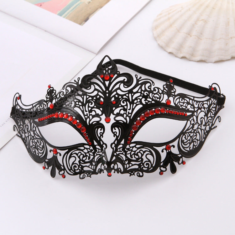 Metal Cat Mask Hollow Diamond Eye Costume Mask for Party & Decor