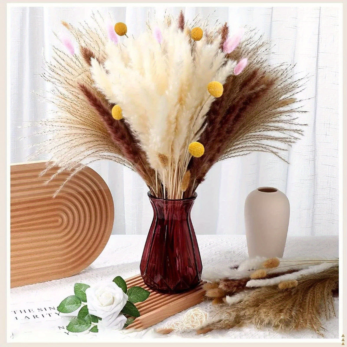 Dried Flower Bouquet - Preserved Grass Flower Arrangement for Home Decor