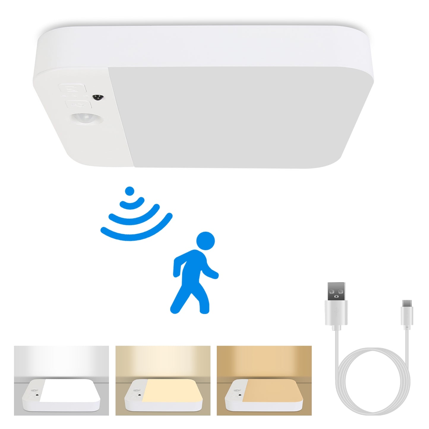Wireless Rechargeable Motion Sensor Ceiling Light with Remote for Home & Garage