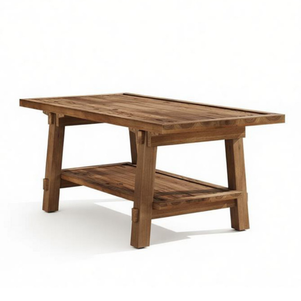 Solid Wood End Table with 2-Tier Design - 47"