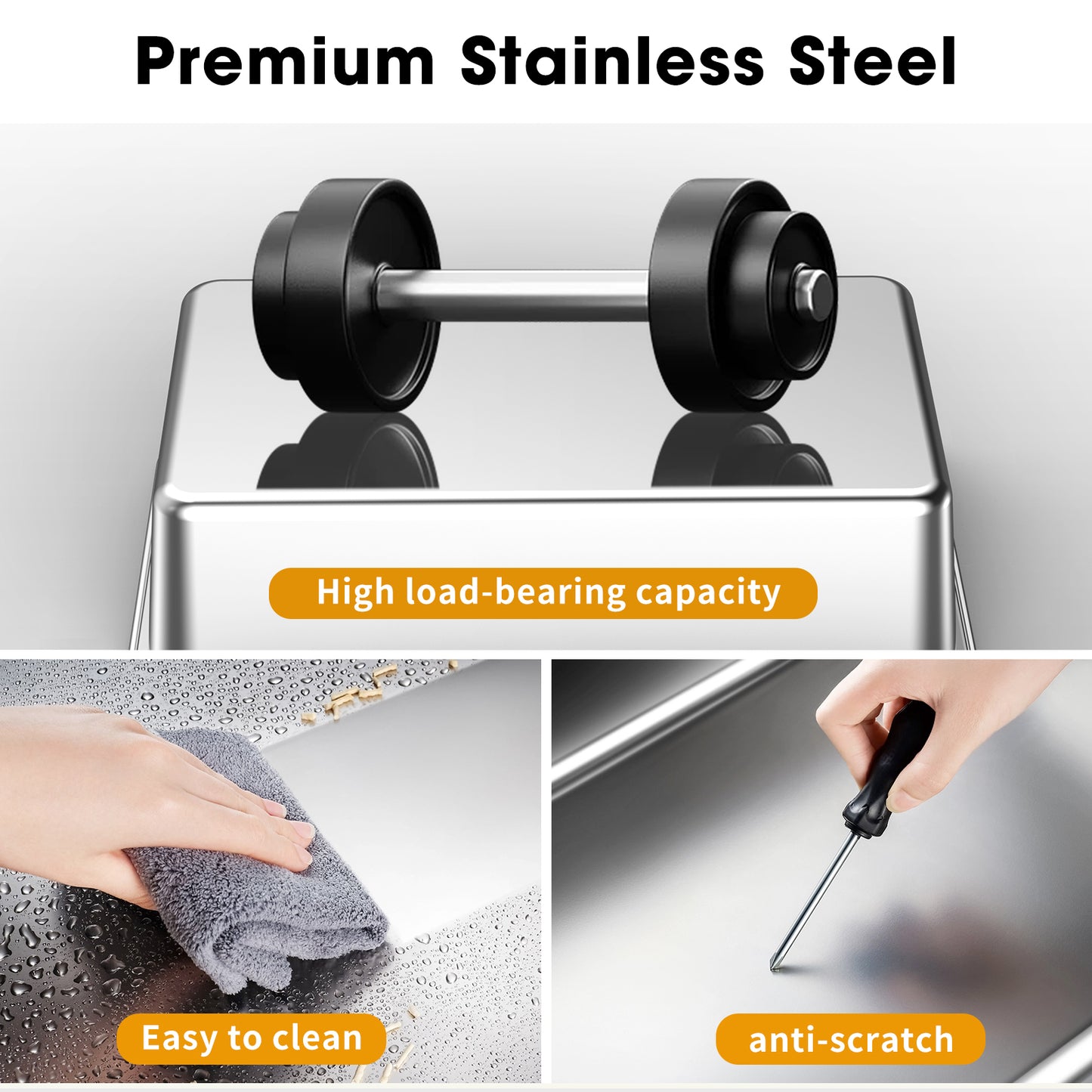 Stainless Steel Cat Litter Box with High Sides & Odor Control - Durable & Easy to Clean