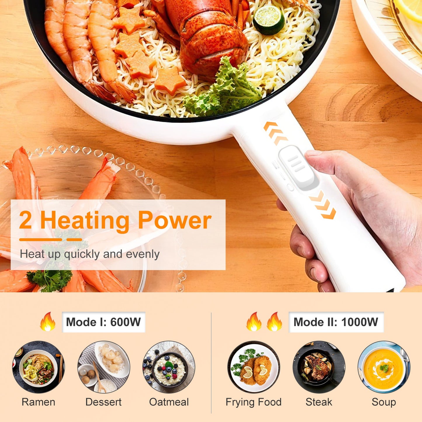 Electric Hot Pot with Steamer - Portable Non-Stick Cooker