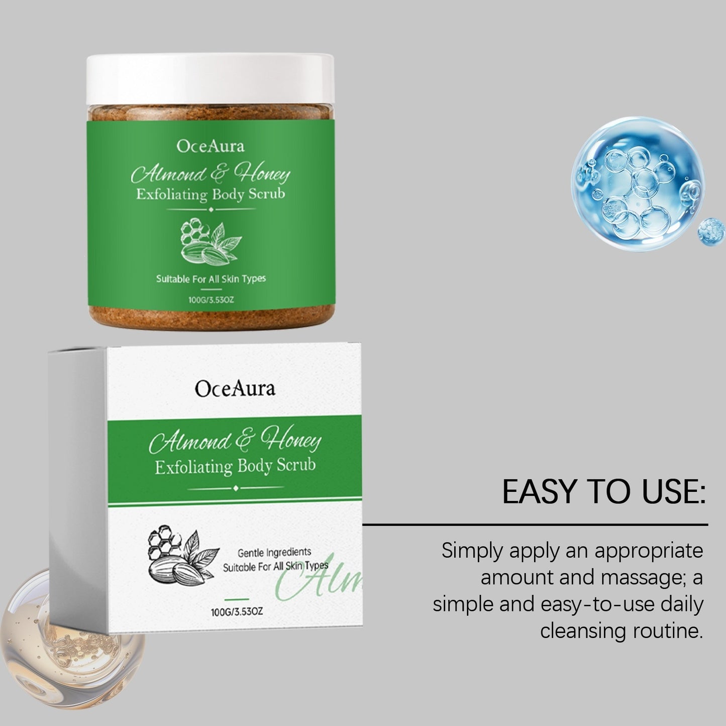 Honey Body Scrub - 100g Natural Exfoliating Skin Care for Face & Body