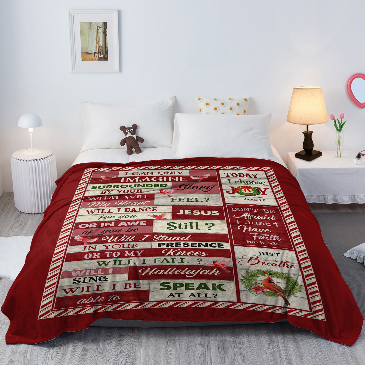 Christmas Cardinal Fleece Throw Blanket for Kids & Adults - Soft Warm Cozy Bed Couch Decor 150x200cm Red