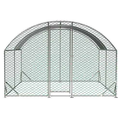 Large Metal Chicken Coop with Waterproof UV Cover and Walk-In Fence - Yard Farm Use