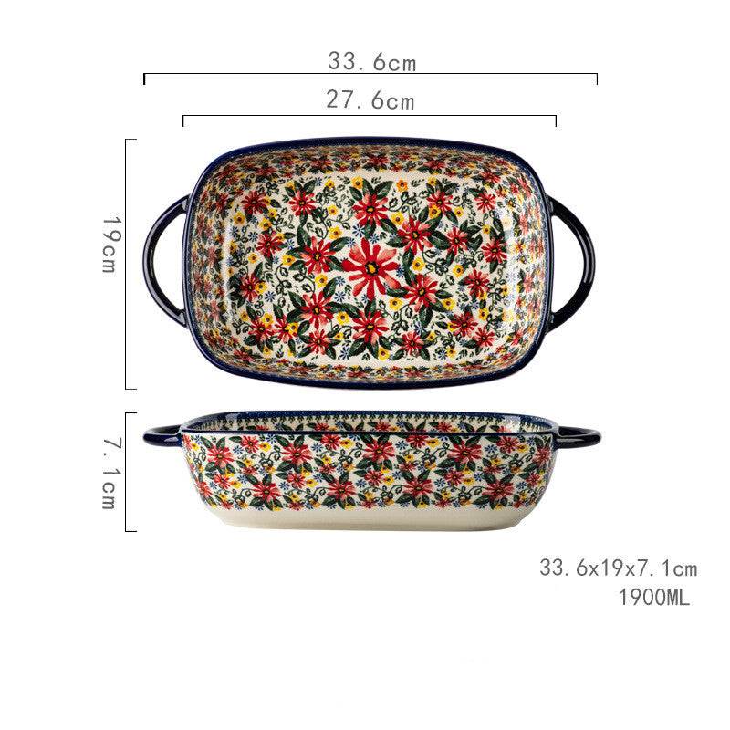 Rectangular Ceramic Dinner Plate Set - Household Tableware for Kitchen & Dining