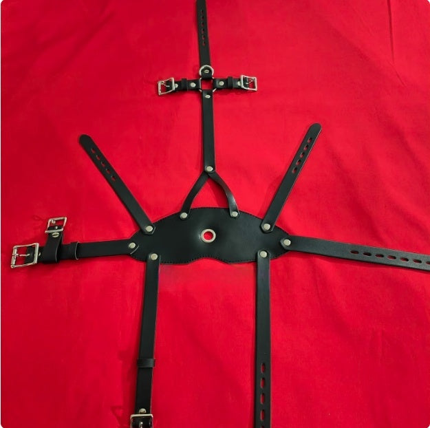 Inflatable Horse Harness Gag with Leather Ball Binding Training Toy