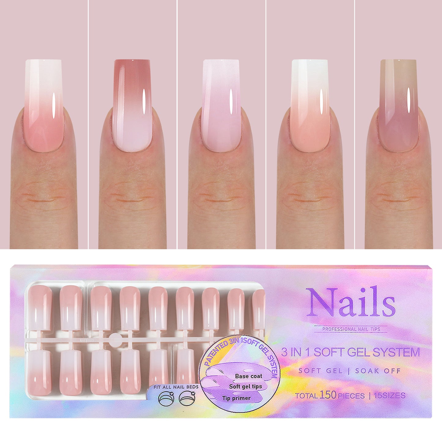 Manicure Nail Art & Wear Armor Set - French Seamless Detachable Tips