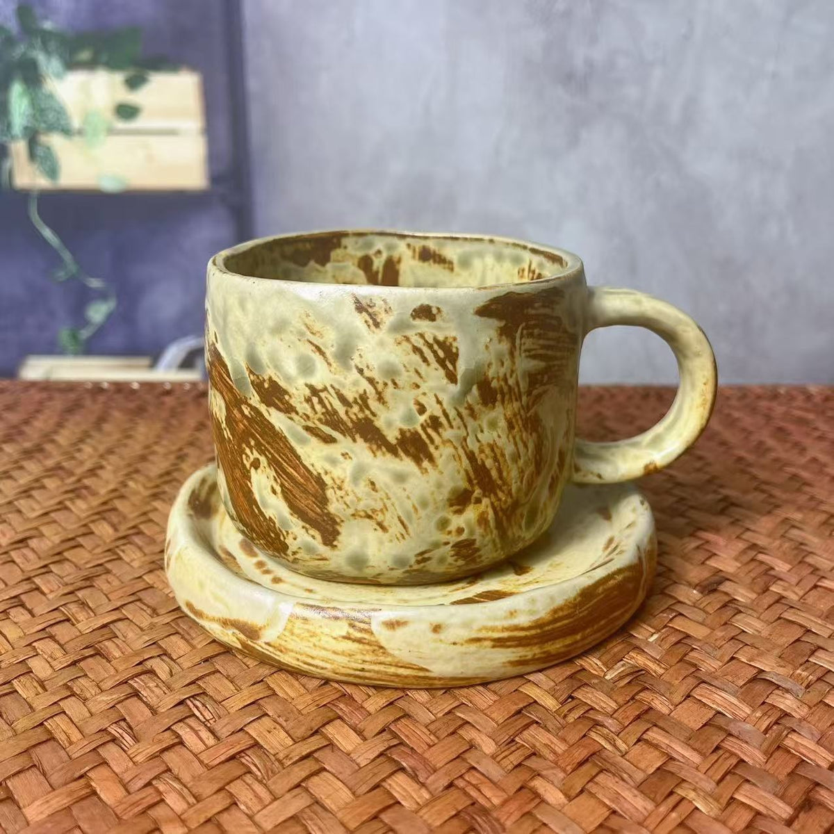 Coarse Vintage Ceramic Coffee Cup - Retro Style, 270ml