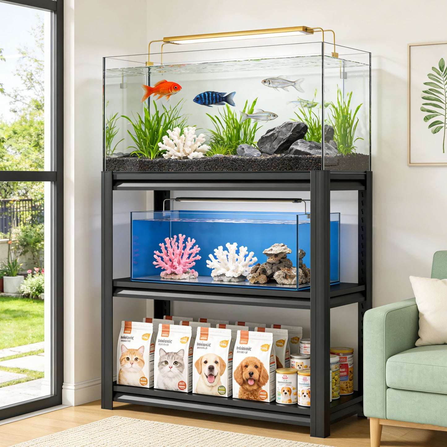 30-40 Gallon Fish Tank Stand - Metal Aquarium Stand, 47.2 W X 18 D 39