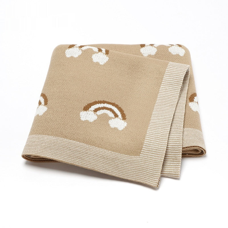 Baby Knitted Rainbow Cloud Blanket - Spring & Autumn Bedding for 70x90cm Kids