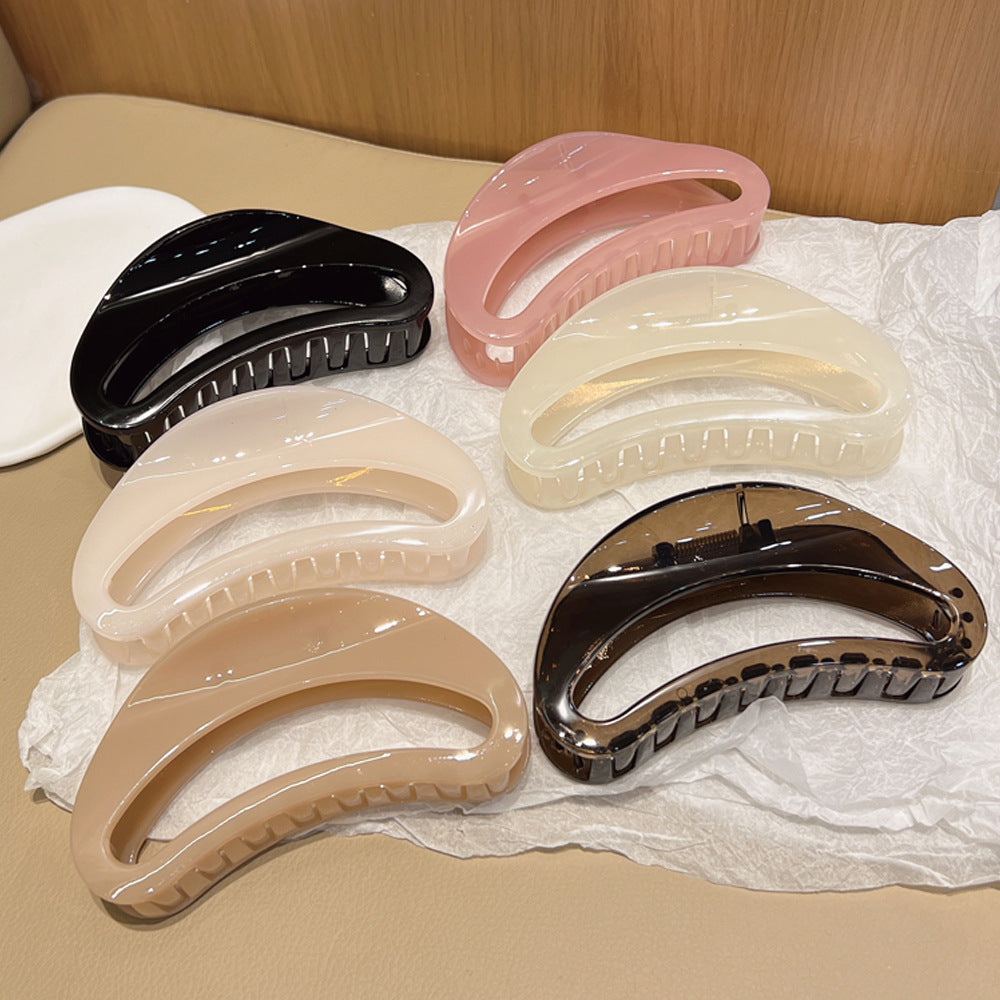 Large Hollow Jelly Crescent Hair Barrettes - Colorful Hair Accessories