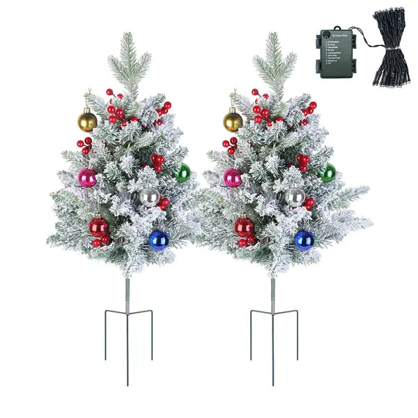 Battery Powered Lighted Christmas Tree Urn Filler - 2 Pcs
