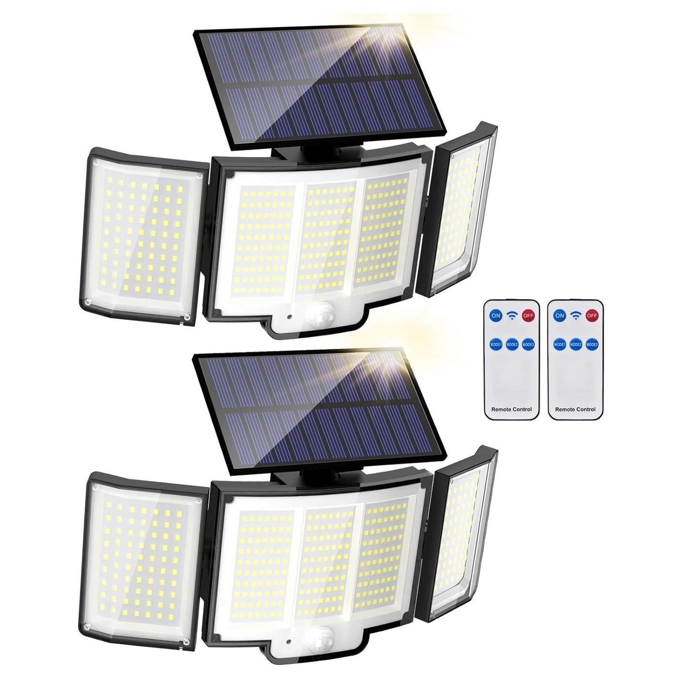 Outdoor Solar Motion Sensor Light 348 LEDs Waterproof 3-Head Security Lamp with Remote
