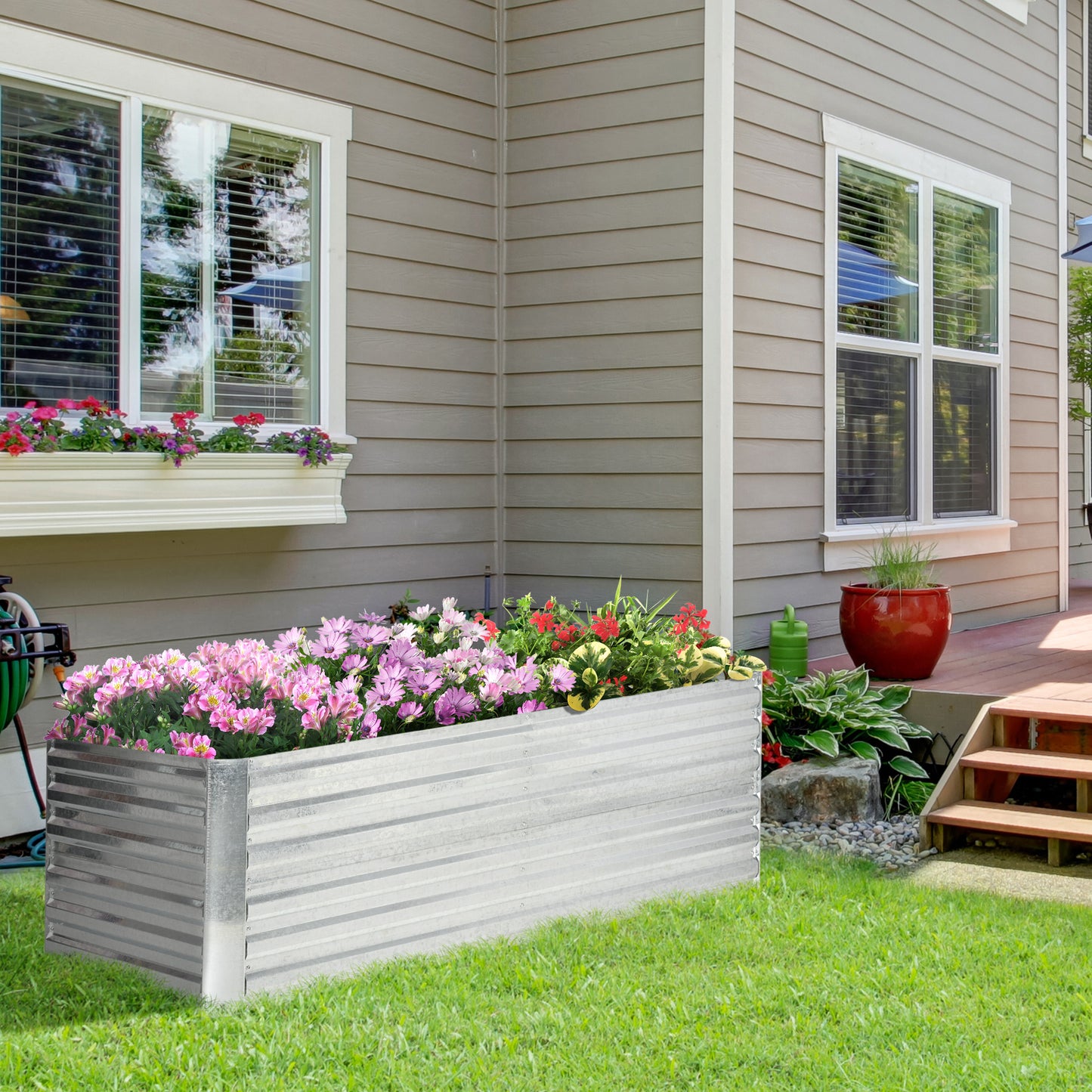 Galvanized Steel Raised Garden Bed – Outdoor Planter with Reinforced Rods, 71 x 36 x 23 Inches