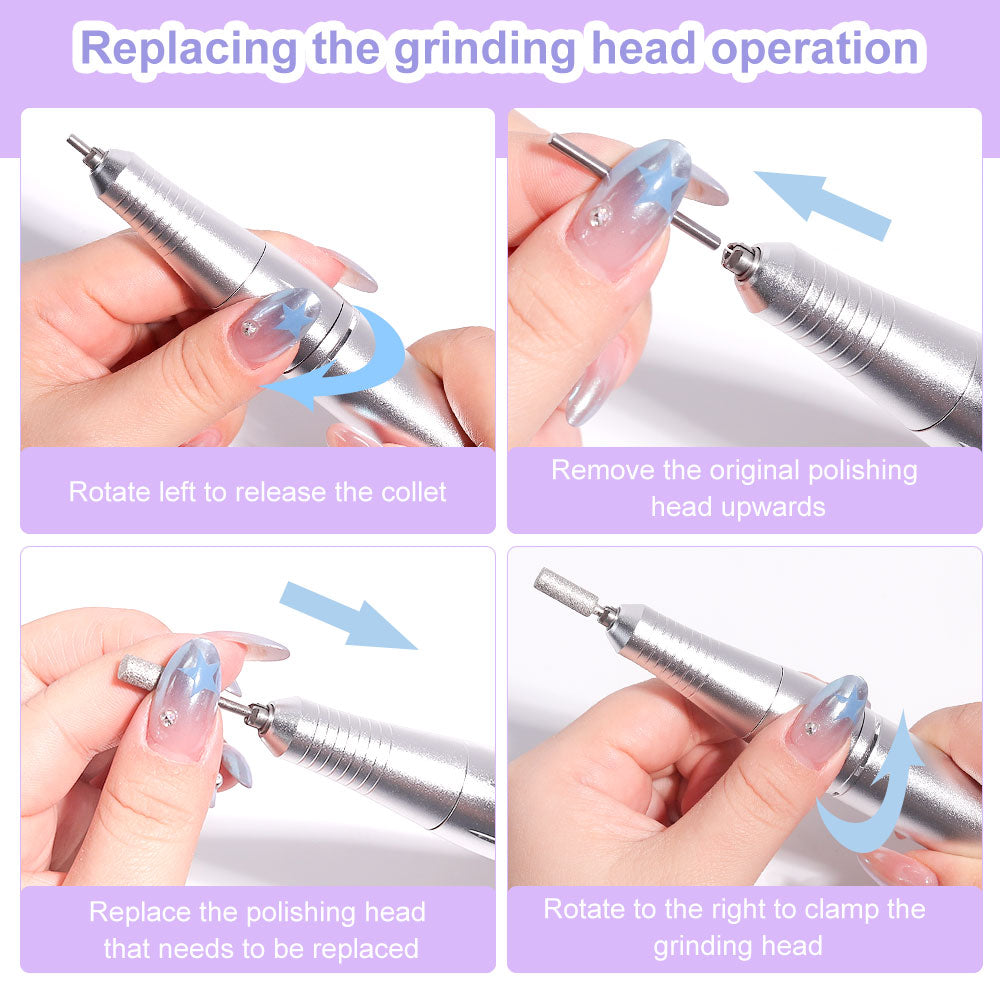 Professional Electric Nail Drill, 45000RPM Rechargeable Portable Nail File Kit
