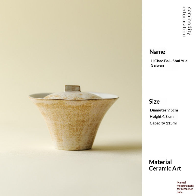 Japanese-Style Handmade Stoneware Tea Bowl for Brewing Tea - Water Moon Gaiwan 115ml