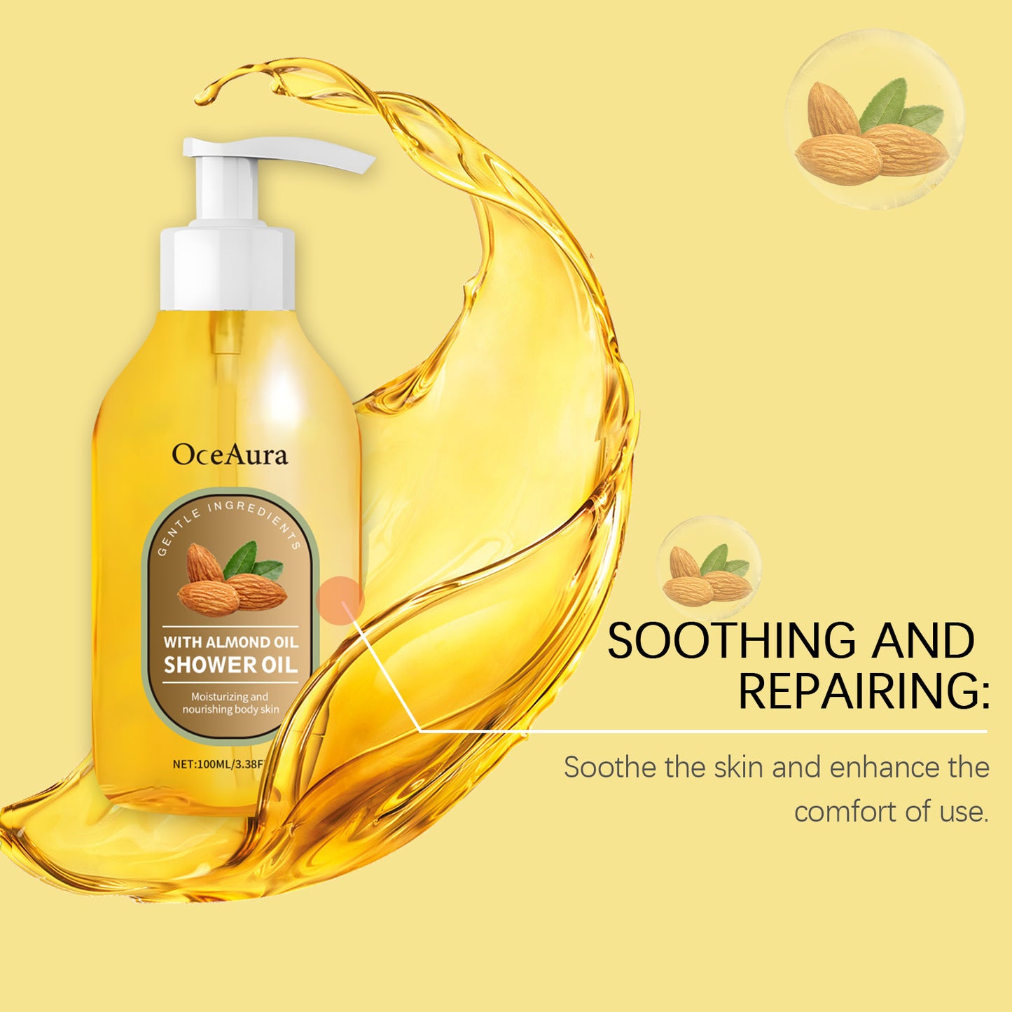 Coconut Oil Bath Body Oil - Moisturizing & Nourishing Skin Cleanser - 100ml