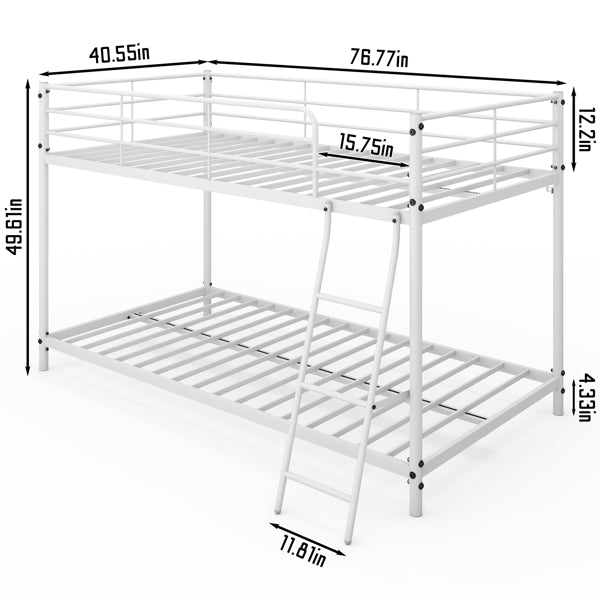 Twin Size Metal Bunk Bed For Kids Teens Adults, Heavy Duty With