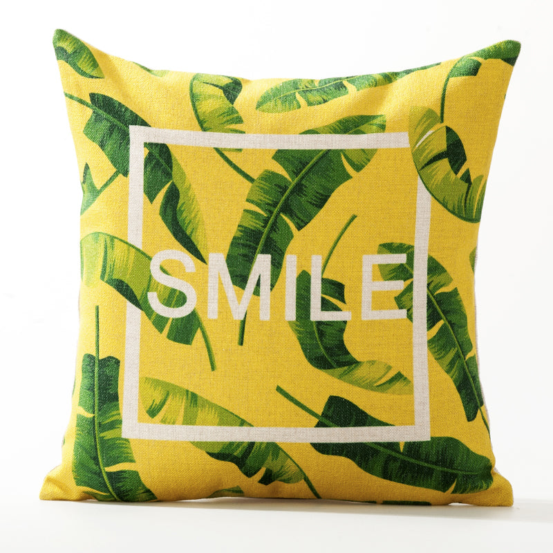 American Style Yellow Bottom Plant Pillowcase 45x45cm Home Decor Cushion Cover
