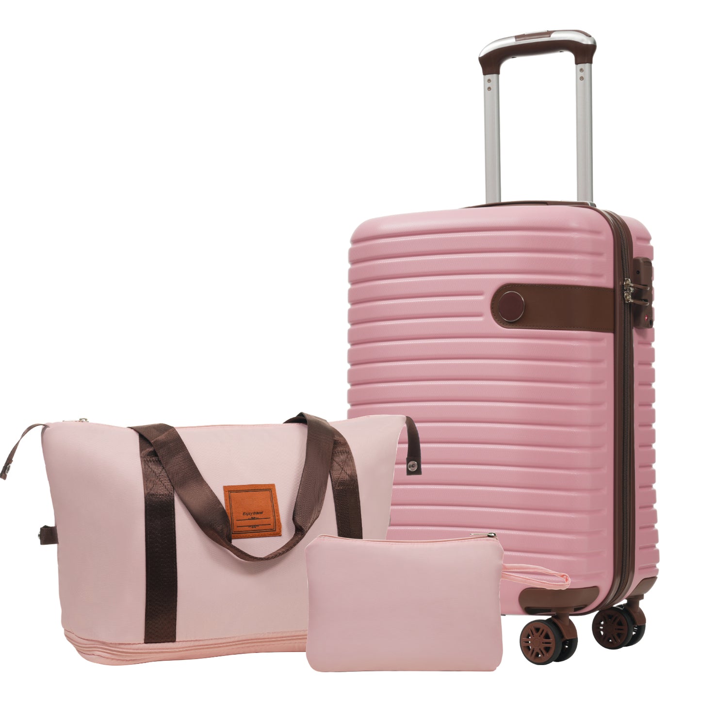 3-Piece Luggage Set - Lightweight Hardshell Suitcases with Wheels - Pink