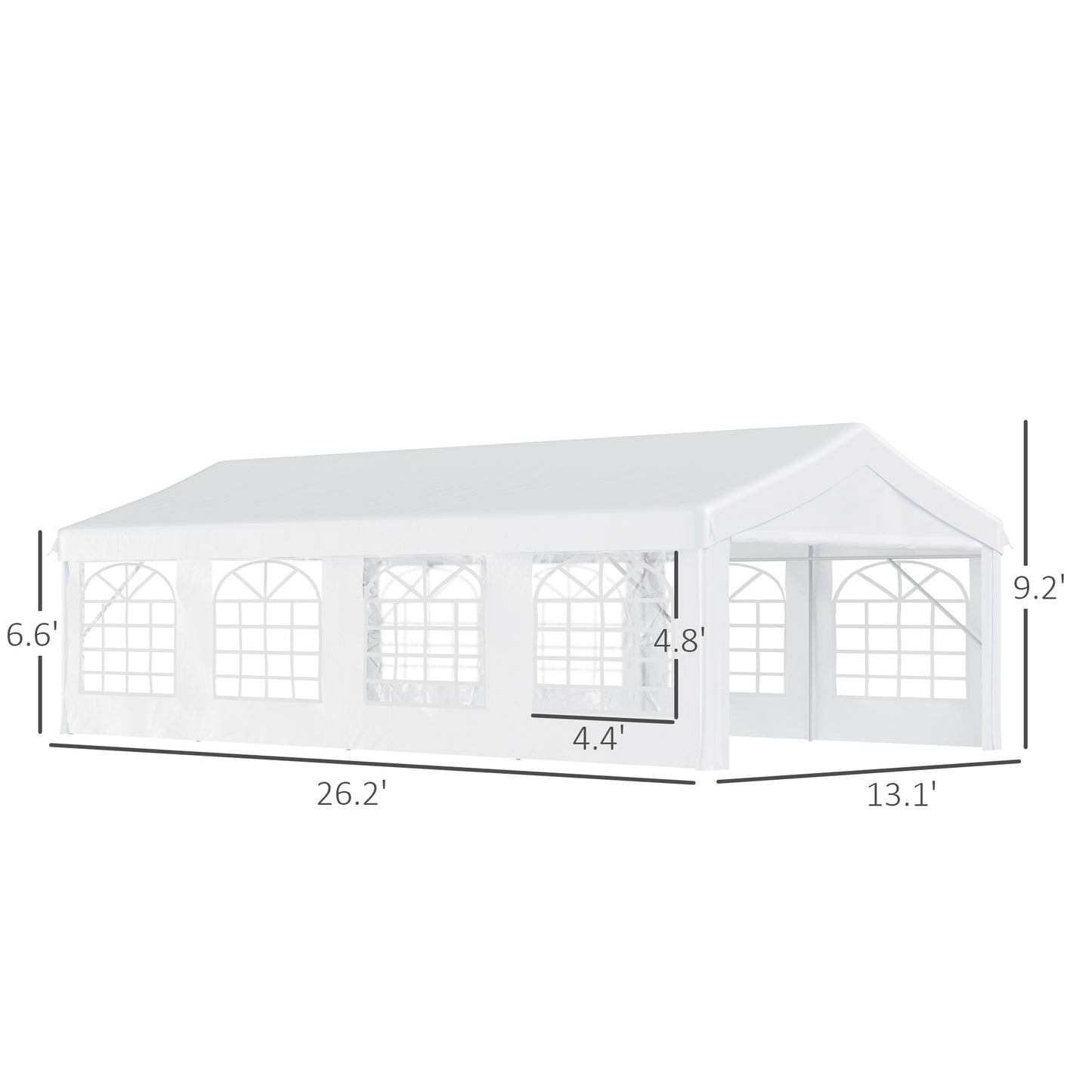 Heavy-Duty 13' x 26' Outdoor Carport Tent with Sidewalls & Windows