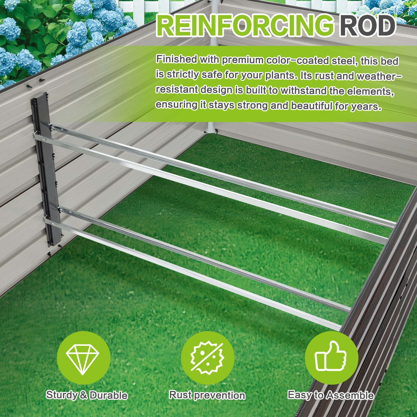Galvanized Raised Garden Bed Kit - 8x4x2FT Outdoor Planter Box