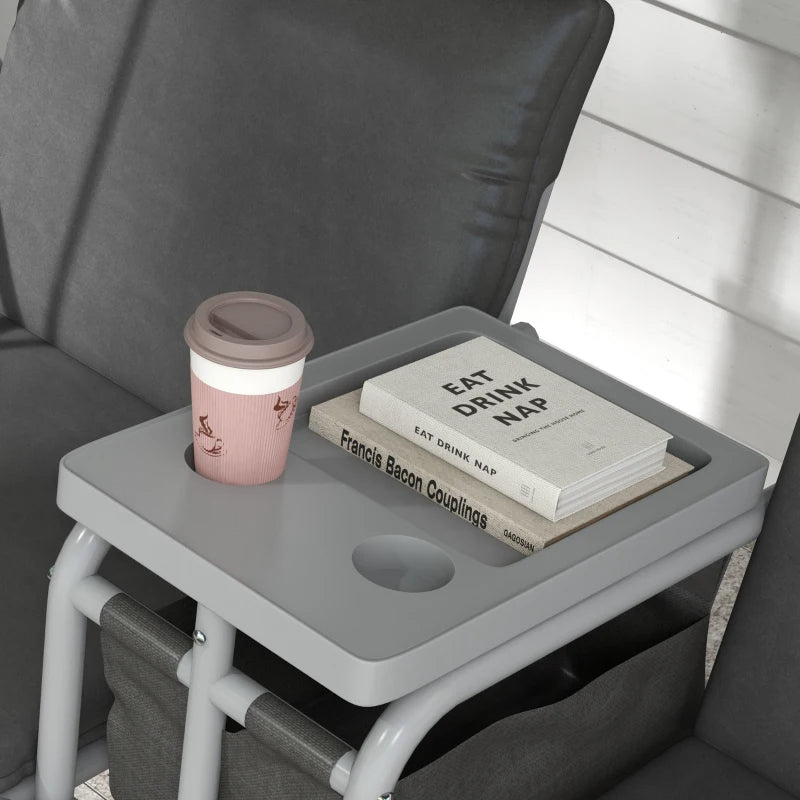 2-Seater Outdoor Porch Swing with Canopy & Tray - Gray