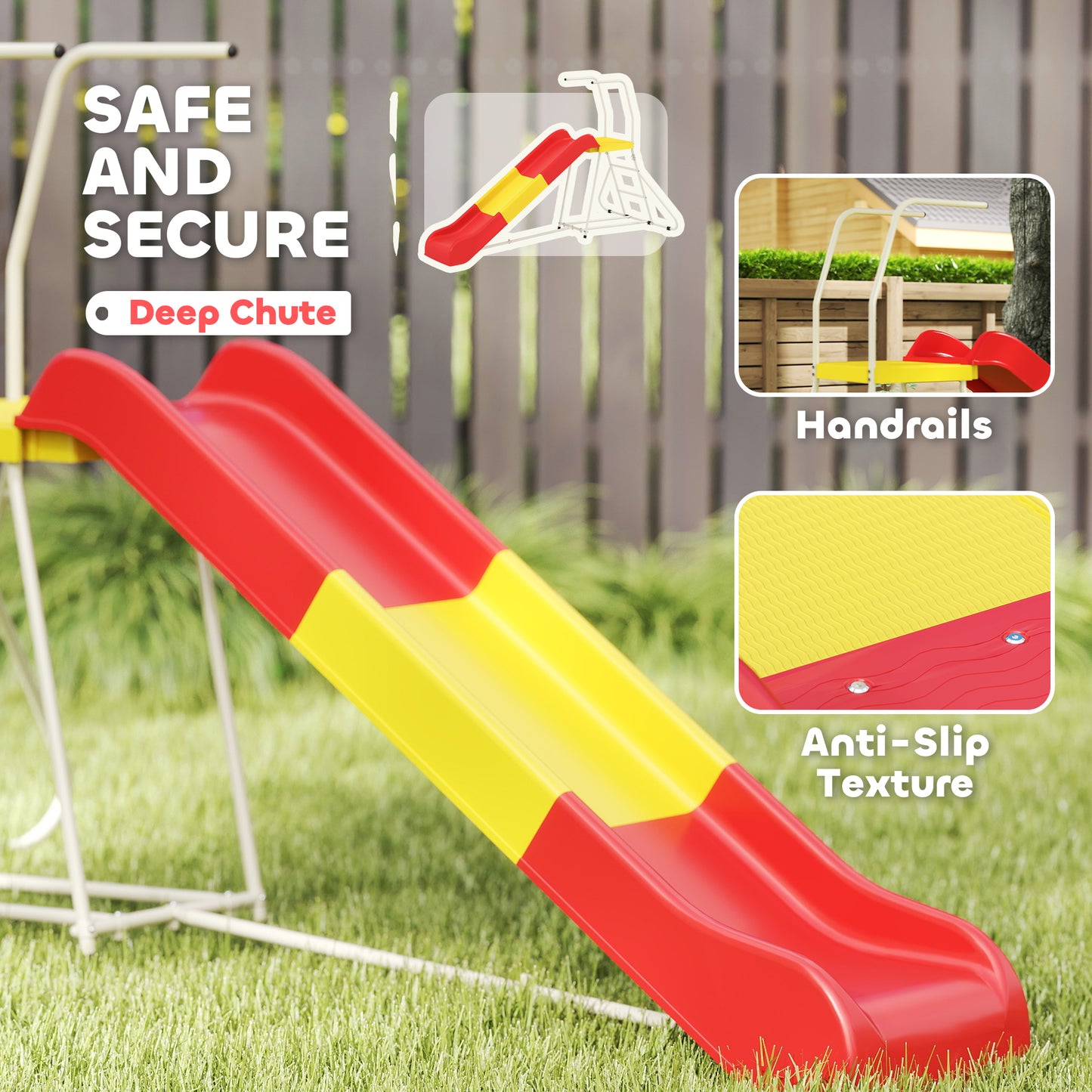 6ft Metal Slide for Kids - Freestanding Playground Equipment - Red
