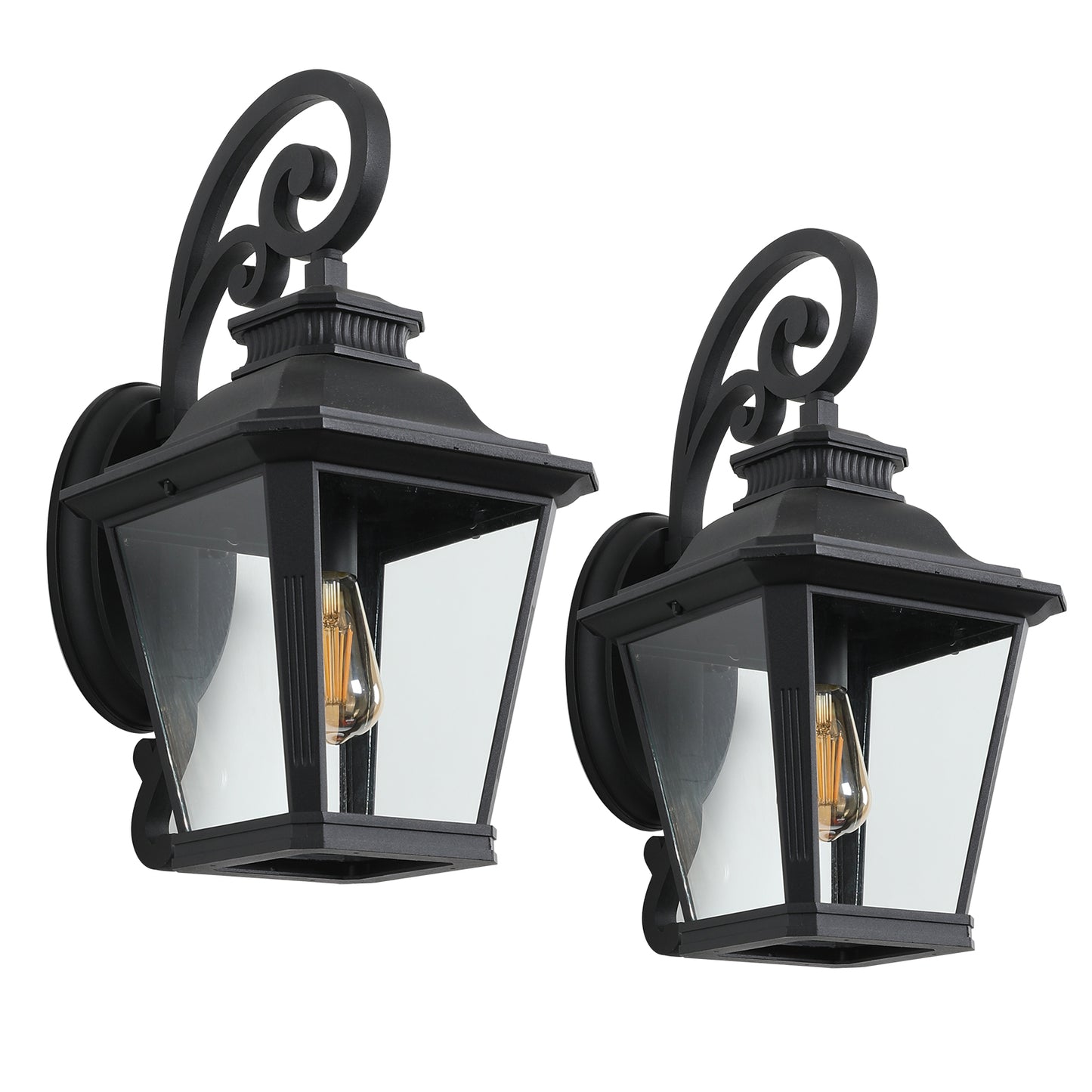 Outdoor Wall Lantern Light - Vintage Black Metal Sconce