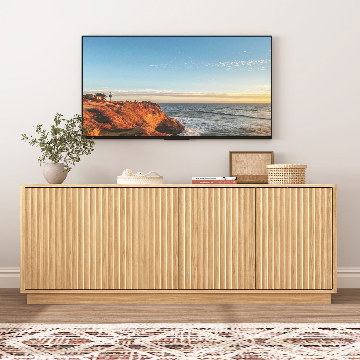 Natural Buffet Cabinet with Storage - 62.99" Sideboard & Shelves