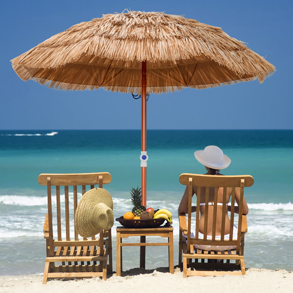 6ft Thatched Patio Umbrella with Tilt Design & Carrying Bag