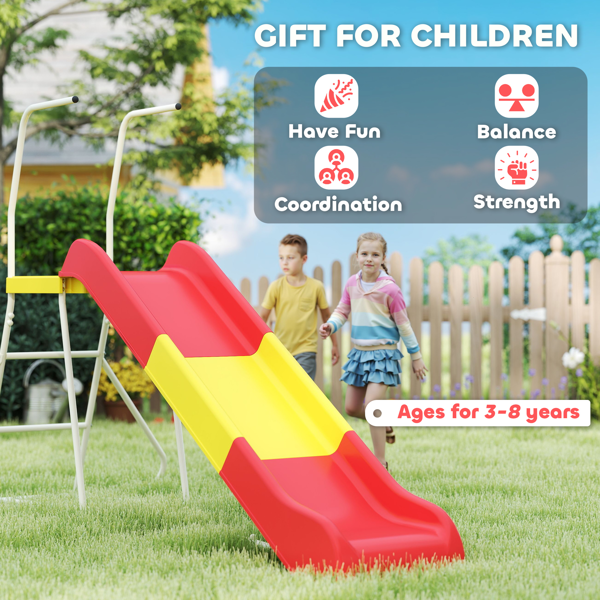 6ft Kids Slide - Yellow & Red, Safe Toddler Slide with Handrails