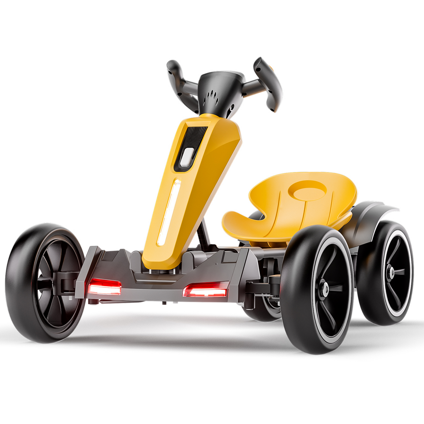 12V Electric Kids Pedal Go Kart with Adjustable Seat - Yellow