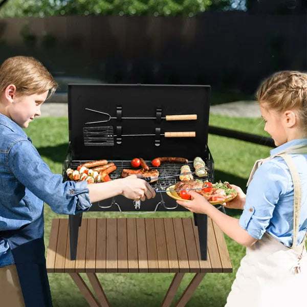 Portable Square Charcoal Grill - 44x27x7cm