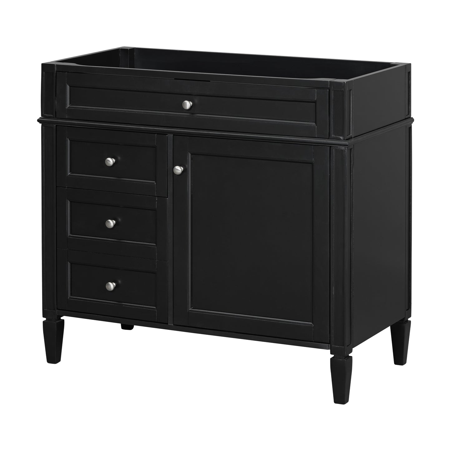 36'' Black Modern Bathroom Vanity with 2 Drawers & Tip-Out Drawer
