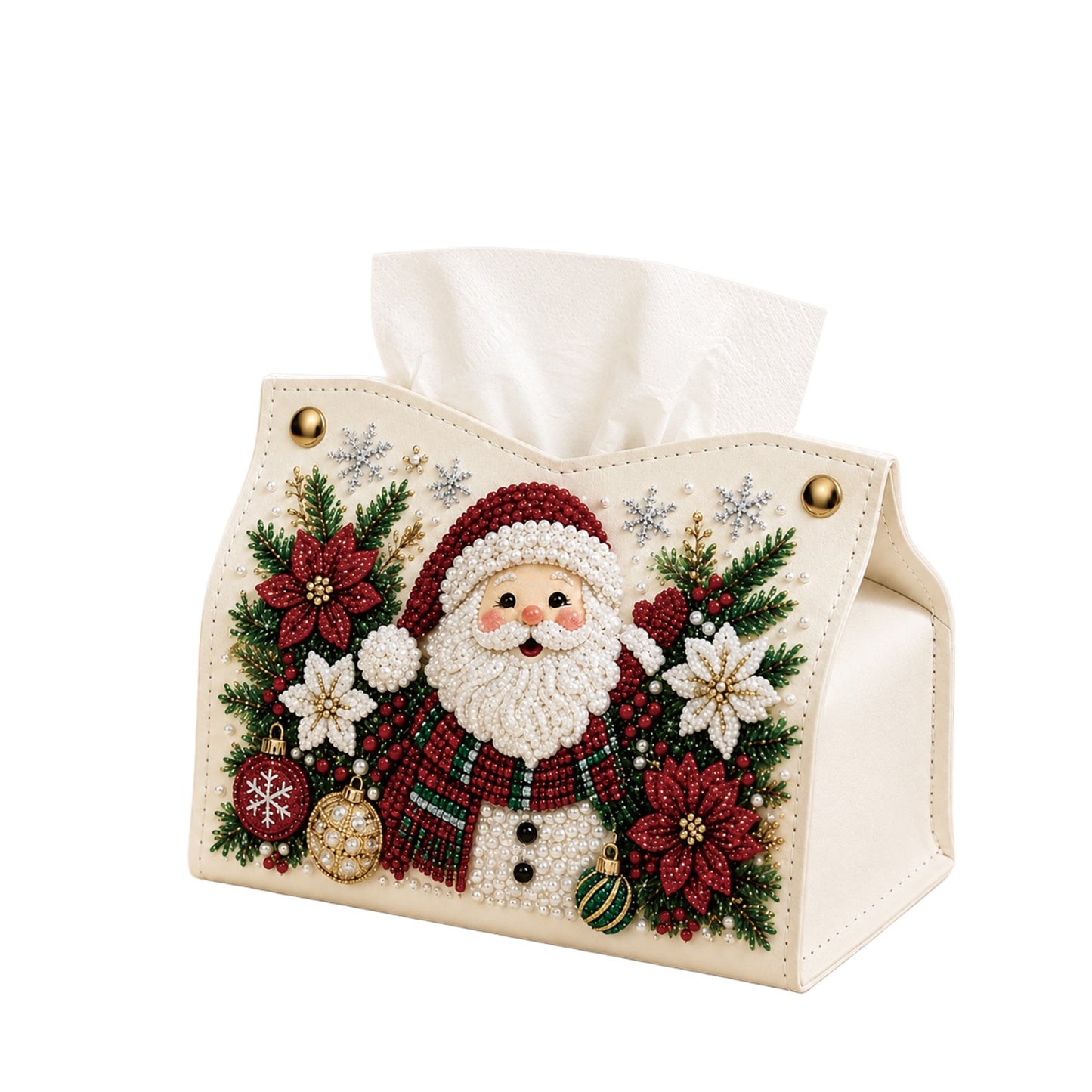 3D Diamond Christmas Tissue Box PU Leather Home Decor