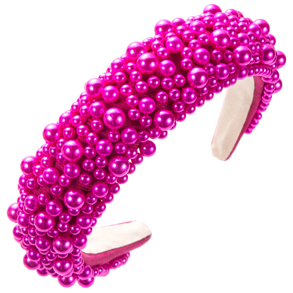 Colorful Pearl Hairband for Women - Fashion Hair Accessories with Sponge Design