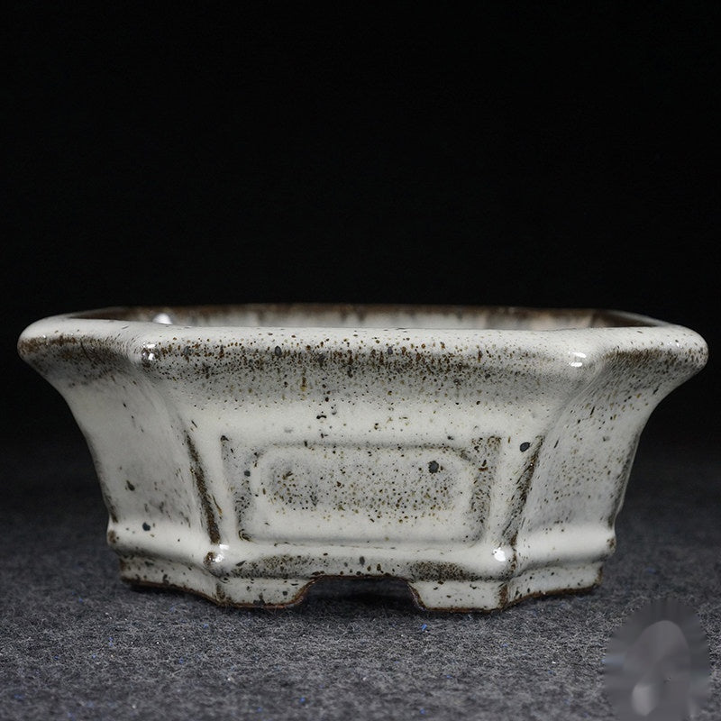 Antique-Style Rectangular Flower Pot with Flared Rim and Drainage Holes