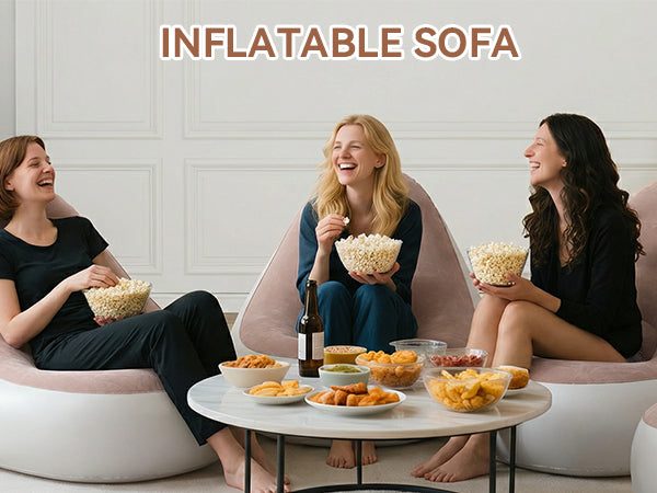 Inflatable Chair With Ottoman Flocked Water Proof Comfortable Blow Up