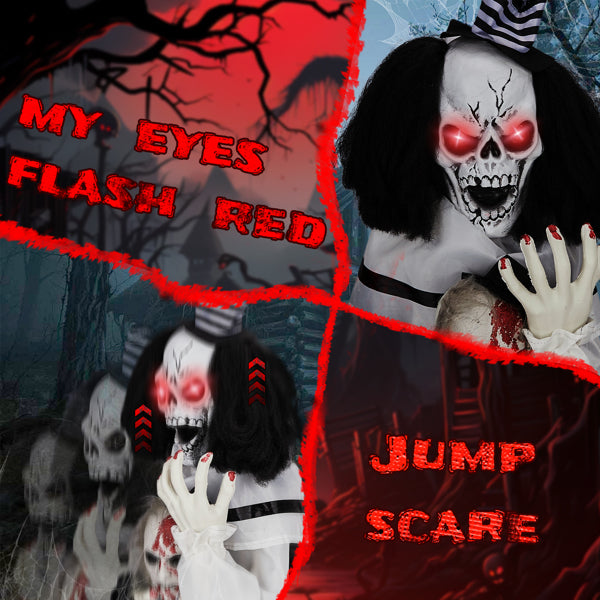 1.8ft Scary Clown Decoration - Sound-Activated Halloween Prop