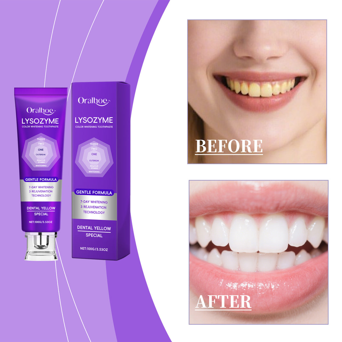 Purple Whitening Toothpaste 100g - Teeth Brightening & Fresh Breath
