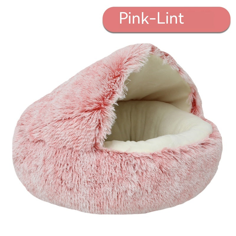 Semi Enclosed Pet Cat Bed & Dog House - Soft Plush Nest for Small to Large Pets